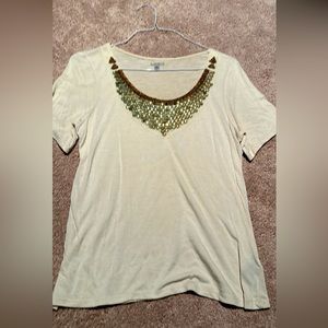 Embroidered tan t-shirt